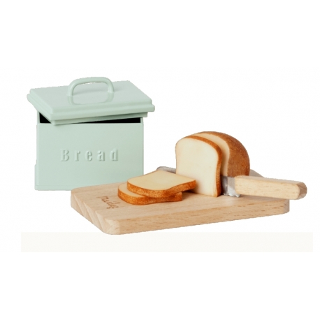 Miniatur Brot box mit Schneidebrett und Messer, Maileg