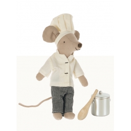 Großer Bruder Maus. Kochmaus mit dem Topf und Kochlöffel/chef mouse,  Maileg