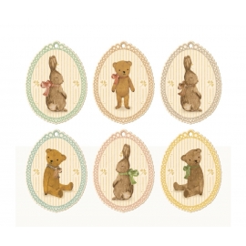 Geschenkanhänger, Bären & Hasen/Gift tags, Bunny and Teddies 12 St., Maileg