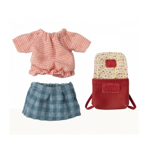 Kleidung und Tasche, Große Schwester Maus-Rot/Clothes and bag-red, Maileg