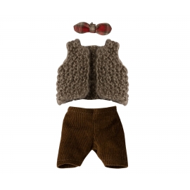 Opa Maus. Hose mit  Strickweste /Vest, pants and butterfly for grandpa mouse, Maileg