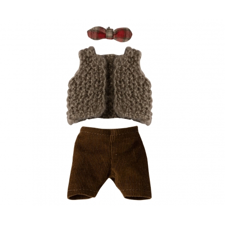 Hose mit  Strickweste für Opa Maus /Vest, pants and butterfly for grandpa mouse, Maileg