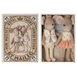 Kleine Schwester und Bruder in Streichholzschachtel /Royal twins mice, Little sister and brother in box, Maileg