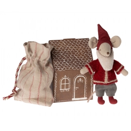 Großer Bruder Maus, Weihnachtsmann mit Haus und Sack /Santa mouse, Maileg