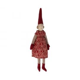 Pixy, Mädchen - Größe 2 in rot gemusterten Kleid/ Pixy-girl, size 2, Maileg