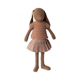 Hase Größe 3,  Schokobraun, Kurzarmpullover & Rock / Bunny size 3, Chocolate brown, Knitted shirt and skirt , Maileg