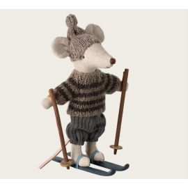 Wintermaus mit Skiset, Großer Bruder - Grau/ Winter mouse with ski set, Big brother - Grey, Maileg