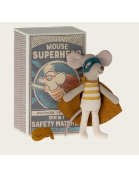Superheldmaus, kleiner Bruder in Streichholzschachtel/ Super hero mouse, Little brother in matchbox, Maileg