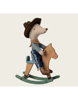 Cowboy Maus auf Schaukelpferd, Kleiner Bruder
