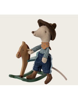 Cowboy Maus auf Schaukelpferd, Kleiner Bruder