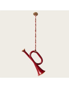 Metall Ornament, Trompete - Rot