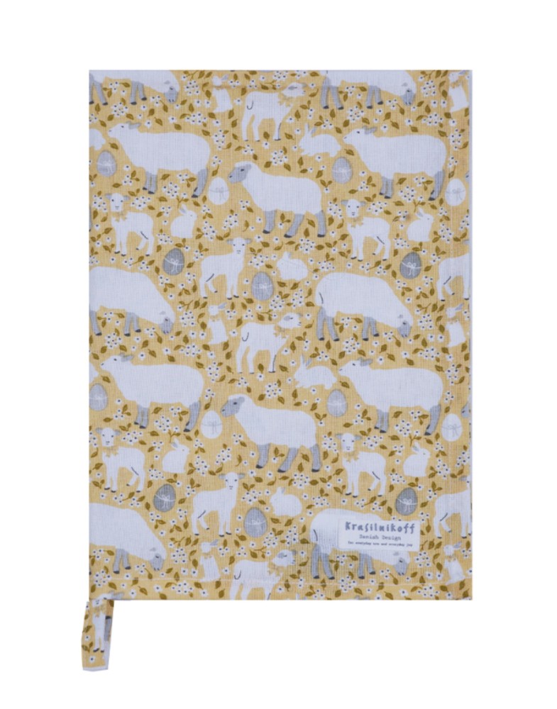 Geschirrtuch Ostern – Lämmer & Häschen (Gelb),  Krasilnikoff  Danish Design