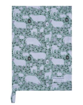Geschirrtuch Ostern – Lämmer & Häschen (Grün),  Krasilnikoff  Danish Design