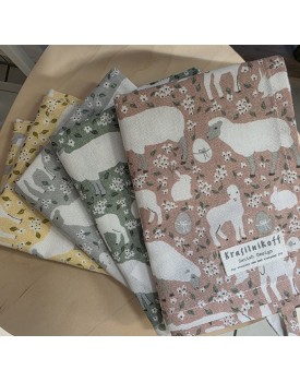 Geschirrtuch Ostern – Lämmer & Häschen (Gelb),  Krasilnikoff  Danish Design