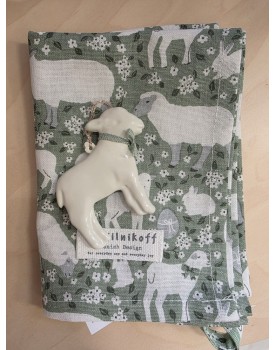 Geschirrtuch Ostern – Lämmer & Häschen (Grün),  Krasilnikoff  Danish Design