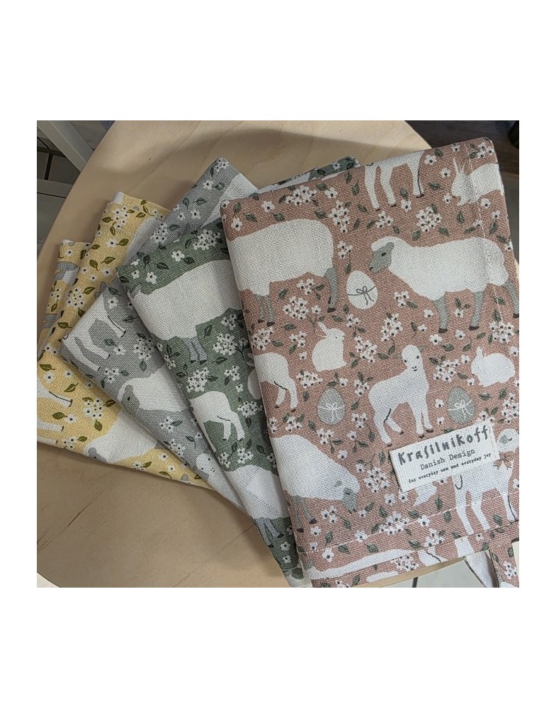 Geschirrtuch Ostern – Lämmer & Häschen (Rosa),  Krasilnikoff  Danish Design