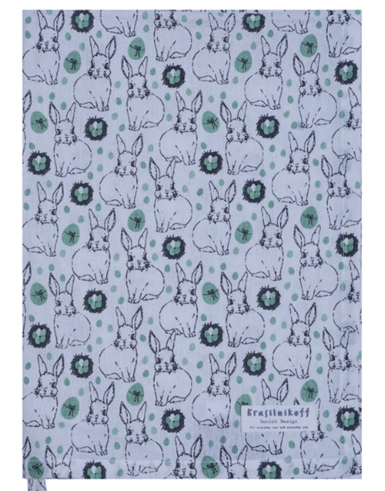 Geschirrtuch Ostern –  Häschen (Grün),  Krasilnikoff  Danish Design