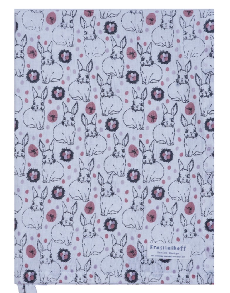Geschirrtuch Ostern –  Häschen (Rosa),  Krasilnikoff  Danish Design