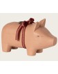 Kerzenständer aus Holz, Schwein, Klein - Rosa