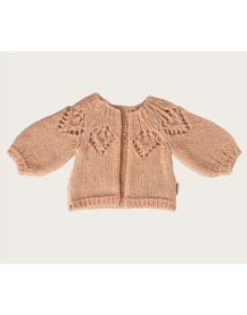 Gestrickte Strickjacke, Größe 3 - Hellrosa