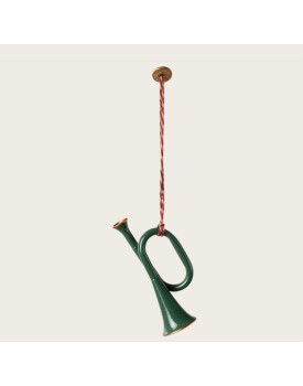 Metall Ornament, Trompete - Dunkelgrün